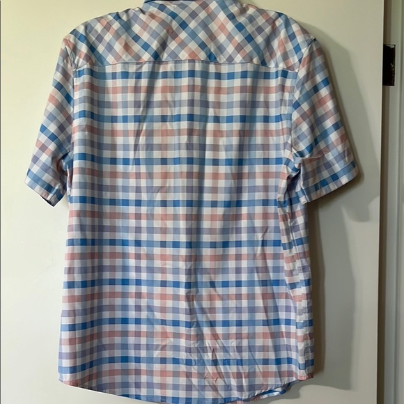 Casual Blue and Pink Button Down Shirt with Plaid Design - Picture 5 of 6